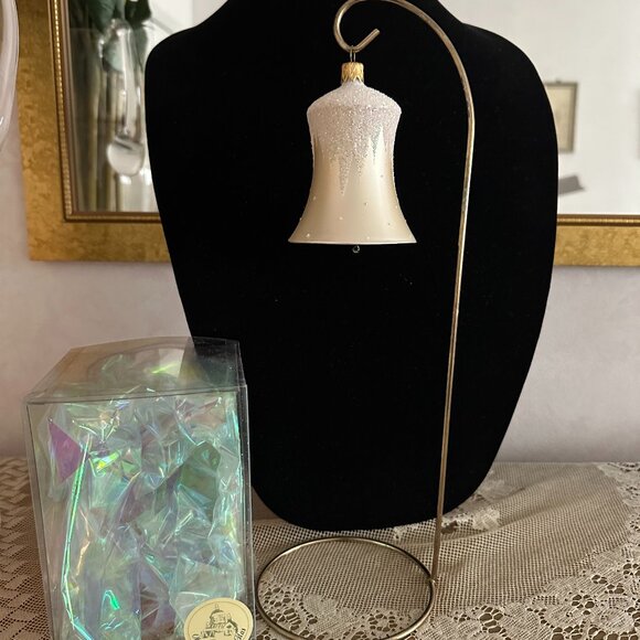 Vintage Oberfrankische glas Christmas Bell Made In Poland In Original Box - Picture 1 of 12